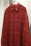 90–00's BARNEYS NEW YORK - linen plaid shirt in crimson