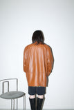80's European label - leather oversized jacket