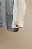 00's European label - linen bi-color open collar shirt-jacket