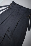 80–90s European label - crinkle fabric hi-waist trousers with adjuster belt