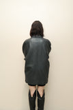 80's German label - leather big silhouette jacket