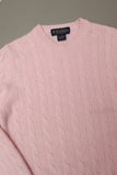 90-00's BROOKS BROTHERS - cable cashmere knit sweater in pastel pink