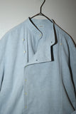 80's European label - cotton asymmetry front shirt
