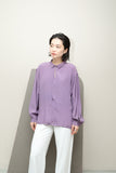80's European label - silk pullover shirt with +α detail