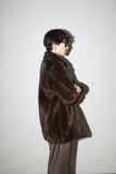 c1970’s fuzzy faux-fur middle-length jacket with big collar