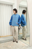 80's PANCALDI&B - silk×linen switched constructive jacket