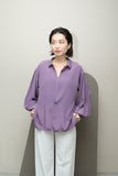80's European label - silk pullover shirt with +α detail