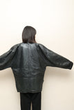 80-90's Spanish label - leather pleated shoulder half coat