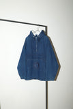 80-90's ARMANI JEANS - indigo cotton dungaree fabric anorak top