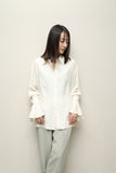 90s–00s European label - rayon blouse with frill cuffs