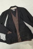 80's Italian label - wool gimmick layered-design single jacket