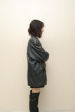 80's German label - leather big silhouette jacket