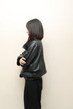 80's European label - leather 2-way neck voluminous blouson