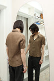 90-00's Italian label - linen shirt with quiet decoration