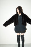 80-90's Italian label - faux fur cropped jacket
