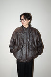 80's European label - oversize leather blouson