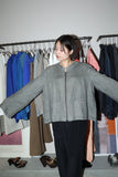 00-10's European label - linen wide silhouette jacket with huge back pockets