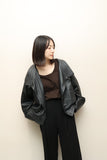 80's European label - leather 2-way neck voluminous blouson
