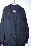80s European label - rayon hooded shirt-jacket
