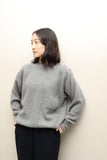80s European label – cashmere ribbed knit sweater with a charming pocket