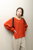 80's European label - silk pullover blouse in vermilion orange