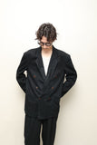 90s European label - ramie/cotton double breasted stripe jacket