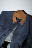 90-00's Allegri - leather switched collar, 2way-neck balmacaan coat