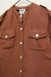 70-80's Valentino -cotton collarless safari shirt