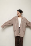 80's French label - nep fabric oversizd jacket in dusty pink