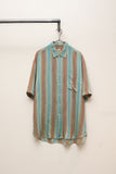 70-80's European label - rayon semi-sheer short sleeve stripe shirt
