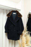 80-90's Max Mara - faux fur collar, wool/cashmere double hi- length coat