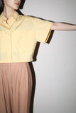 80's CLAUDE MONTANA cotton cropped blouse with big chest pocket