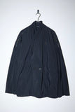 80s MOMENTO DUE - rayon/nylon rip-stop 2way neck constructive jacket with leather accent