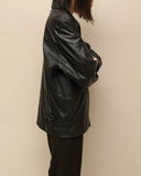 c90's European label - soft leather zip-up jacket