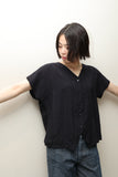 90s–00s European label - rayon stripe v-neck blouse