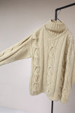 circa 60’s wool hand knit cable sweater with layered neck