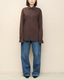 90-00's PRADA - curved cut dress shirt ③
