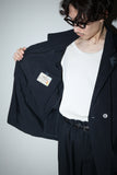 80s MOMENTO DUE - rayon/nylon rip-stop 2way neck constructive jacket with leather accent