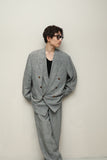 80s HUGO BOSS - cotton/linen glen-check suit 2-pieces