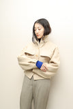 80's HERMES - wool architectural, big chest pocket jacket