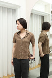 90-00's Italian label - linen shirt with quiet decoration