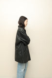 00s European label - minimal 2000’s boxy leather zip-up jacket