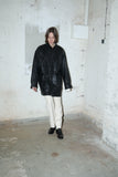 c00's German label - leather asymmetry front pocket jacket