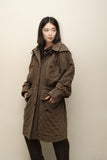 80’s JIL SANDER - quilting coat with detachable big hoodie