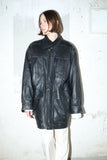 c00's German label - leather asymmetry front pocket jacket