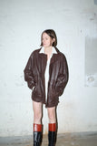 00s European label - hip-length leather jacket