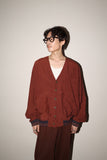80's European label - rayon cardigan-blouson in brown red