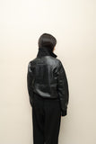 90's European label - leather hi-neck jacket