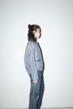 80s European label - linen/leather combination jacket