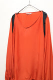 80's European label - silk pullover blouse in vermilion orange